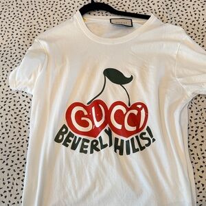 Gucci White Tee with Cherry Graphic